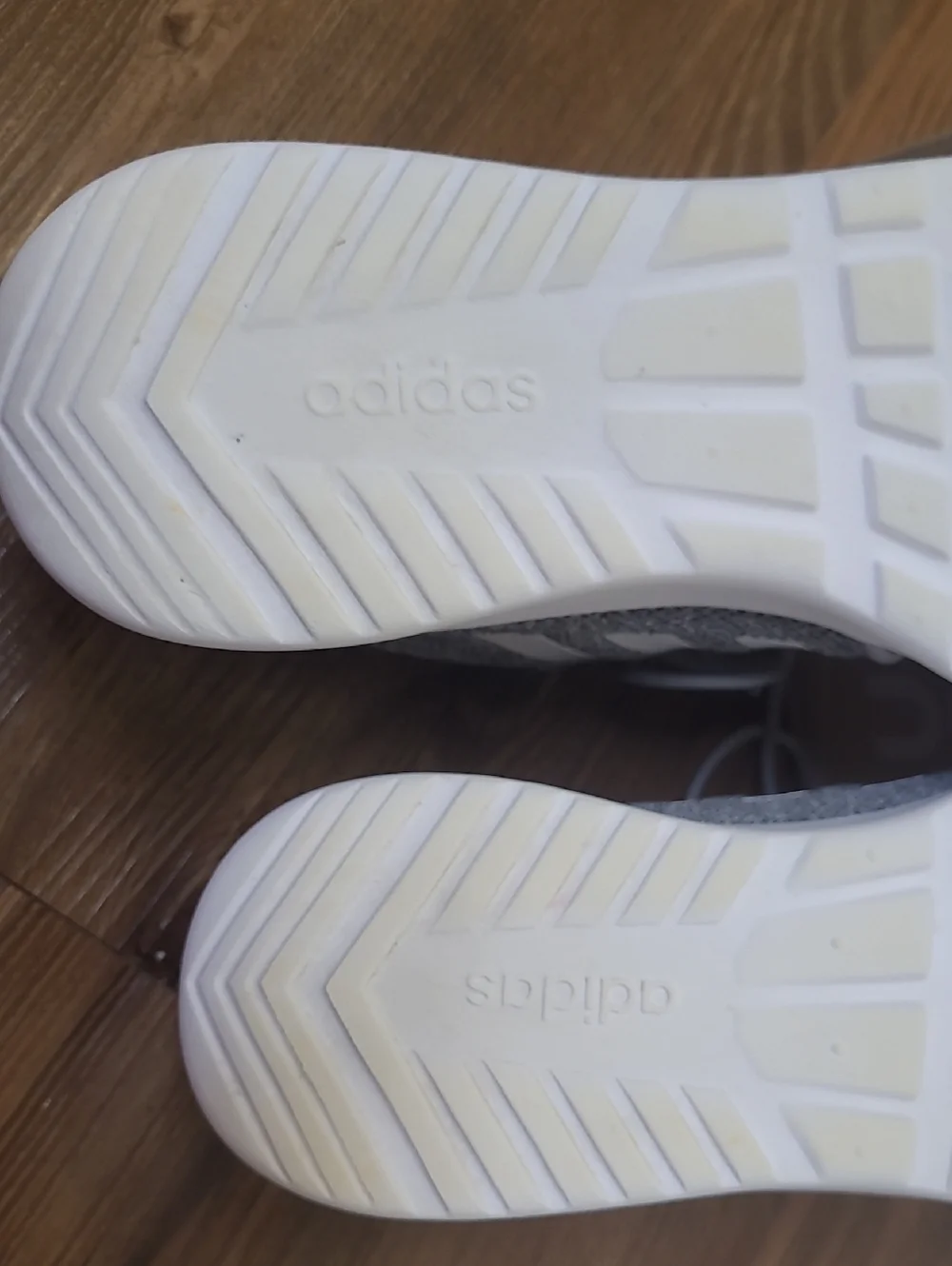adidas Light Gray Knit Sneakers with White Three Stripes for women size 7.5 used